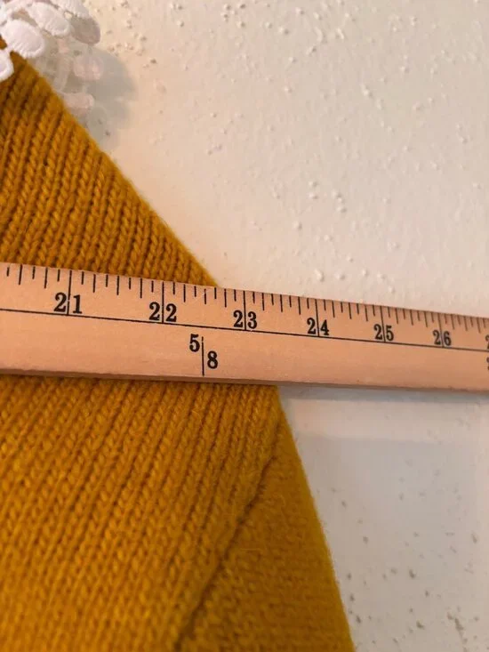 Maeve By Anthropologie Mustard Cardigan With Lace Collar Floral Buttons Size M - Picture 10 of 14